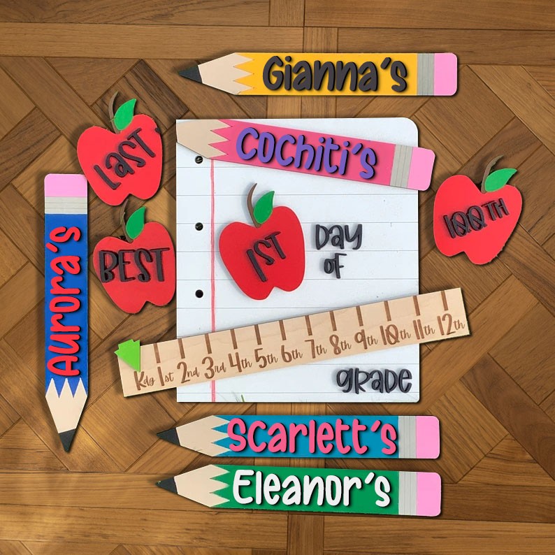 Personalized First/100th/Last Day of School Interchangeable Back to School Sign Prop For Kids Gift Ideas