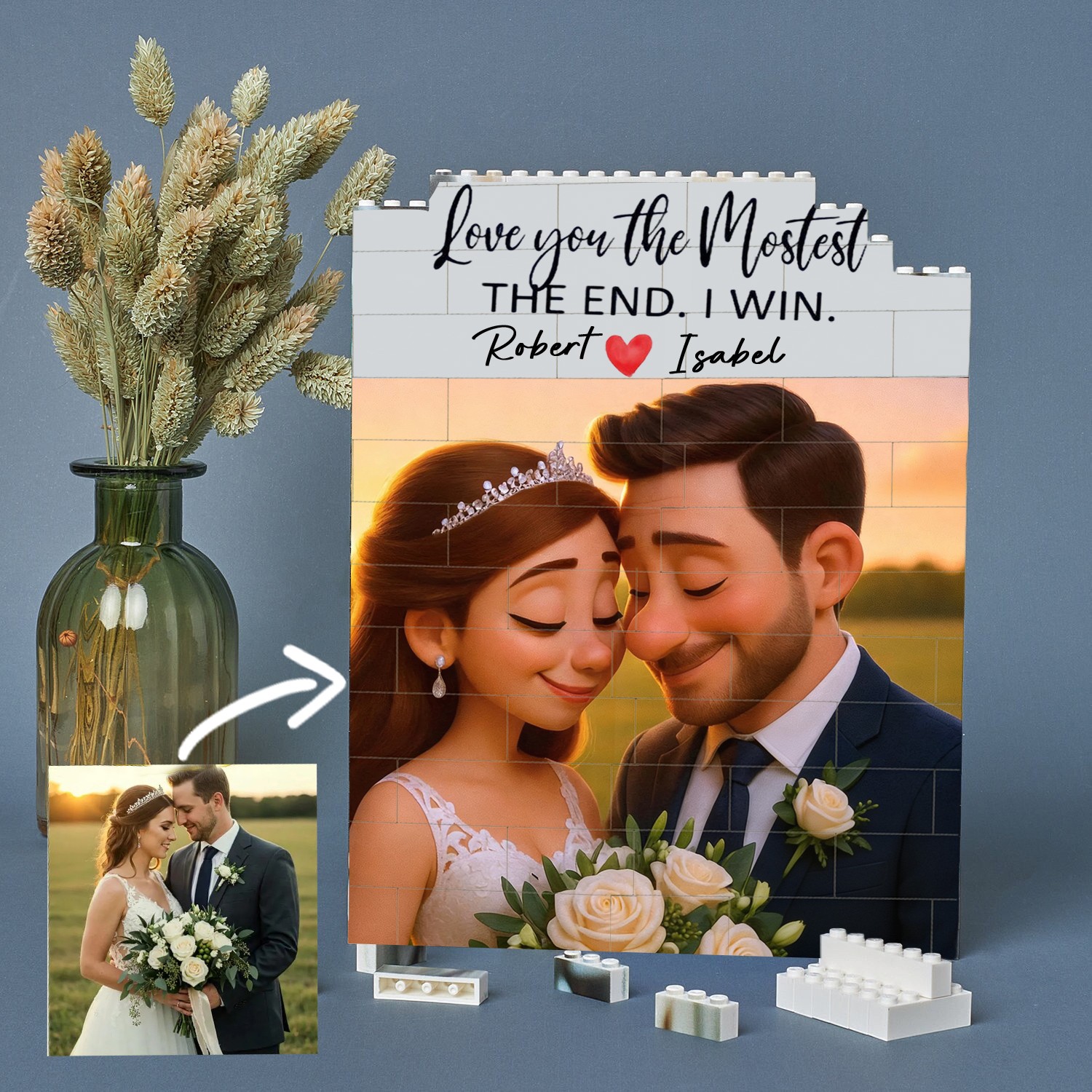 Personalized Love You Most 3D Cartoon Portrait Puzzle Blocks