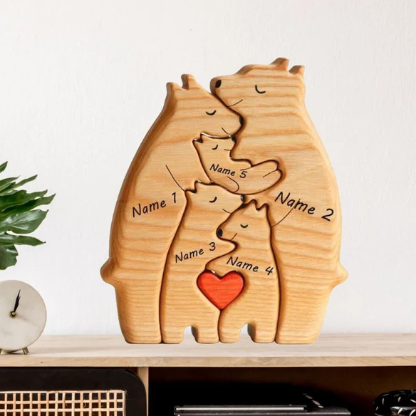 Personalized Wooden Bear Family Puzzle with Names