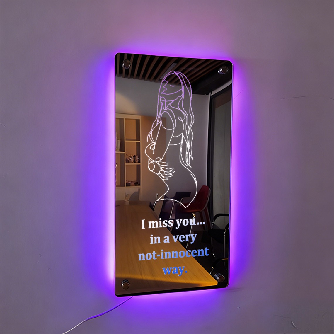 Personalized Spicy Line Art Portrait Mirror Lamp for Him/Her/You