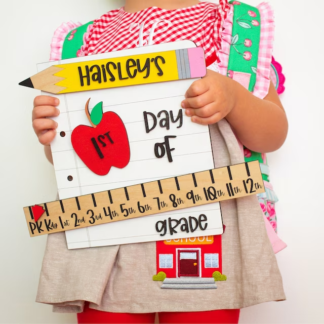 Personalized First/100th/Last Day of School Interchangeable Back to School Sign Prop For Kids Gift Ideas