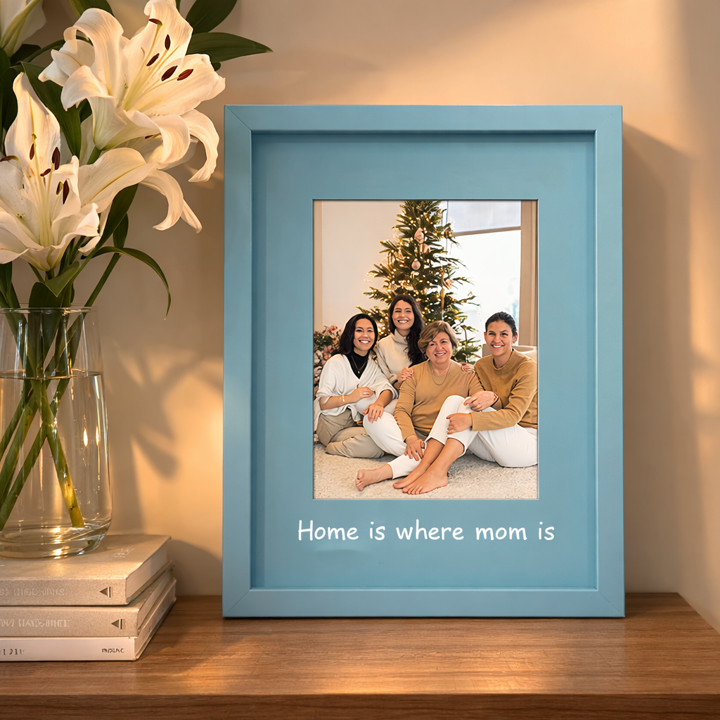 Mother's Day Photo Engraving Frame Custom Monochrome Picture Frame  Minimalist Style Custom Photobooth Strip Frame Off Center Mat Opening Personalized Photo Frame Gift
