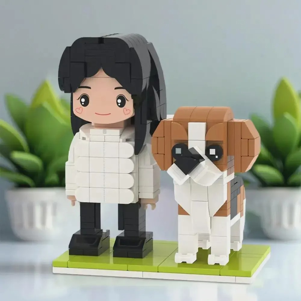 Personalized Brick Figures With Pets Best Christmas Gift For Family