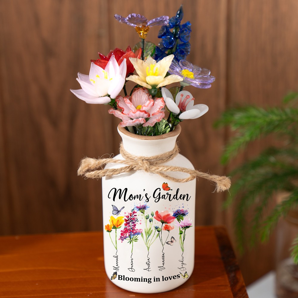 Custom Glass Birth Month Flower Gift For Mom Grandma Mother's Day Gift