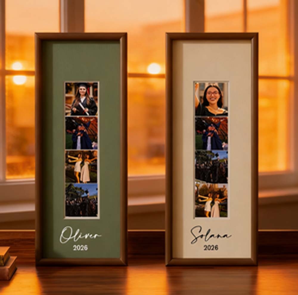 Graduation Photo Engraving Frame Custom Monochrome Picture Frame Vertical Photo Strip Frame Custom Photobooth Picture Frame Personalized Wall Art Minimal Wooden Frame Gift For Couple Family