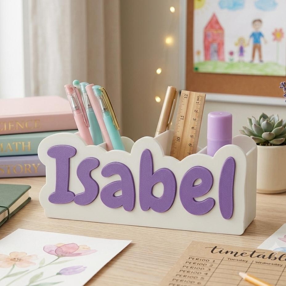 Personalized Name Desk Organizer 3D Printed Pencil Holder