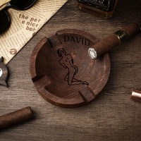 Personalized Wooden Vintage Ashtray With Spicy Portrait Gift For Valentine's Day