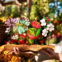 Stained Glass Flowers with Stake Mother Day Gift Spring Decoration