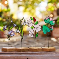 Stained Glass Flowers with Stake Mother Day Gift Spring Decoration