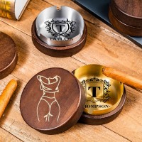 Personalized Wooden Vintage Ashtray With Spicy Portrait Gift For Valentine's Day