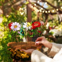 Stained Glass Flowers with Stake Mother Day Gift Spring Decoration