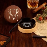 Personalized Wooden Vintage Ashtray With Spicy Portrait Gift For Valentine's Day