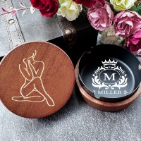 Personalized Wooden Vintage Ashtray With Spicy Portrait Gift For Valentine's Day