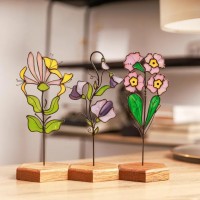 Stained Glass Flowers with Stake Mother Day Gift Spring Decoration