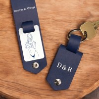 Custom Leather Keychain for Couples with Spicy Photo