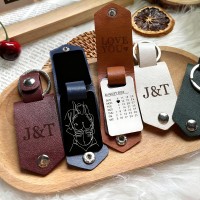 Custom Leather Keychain for Couples with Spicy Photo