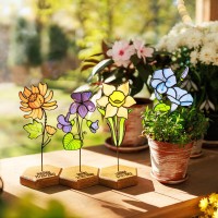 Stained Glass Flowers with Stake Mother Day Gift Spring Decoration
