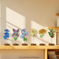 Personalized Birth Flower Suncatcher with Stake Mother Day Gift Spring Decoration