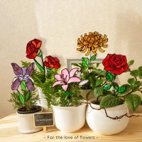 Personalized Birth Flower Suncatcher with Stake Mother Day Gift Spring Decoration