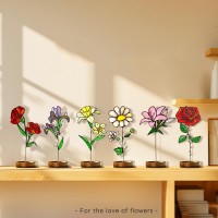 Personalized Birth Flower Suncatcher with Stake Mother Day Gift Spring Decoration