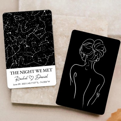 Custom Metal Spicy Wallet Card with Galaxy Map for Husband Boyfriend