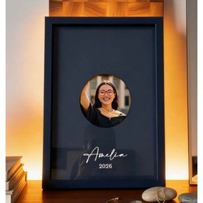 Graduation Photo Engraving Frame Custom Monochrome Picture Frame Minimalist Style Custom Monochrome Photo Frame Circle Opening