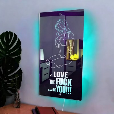 Personalized Spicy Line Art Portrait Mirror Lamp for Him/Her/You