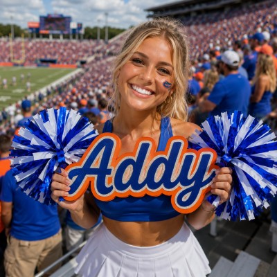 Custom Cheer Stick Sign With Pom Poms Personalized School Spirit Accessory
