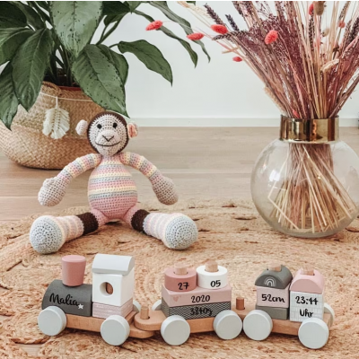 Personalized Wooden Train Kid Birthday Gift