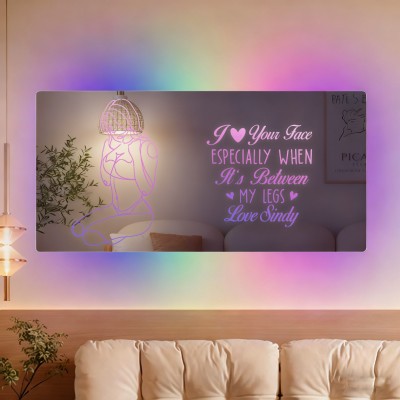 Personalized Spicy Line Art Portrait Mirror Lamp for Him/Her/You