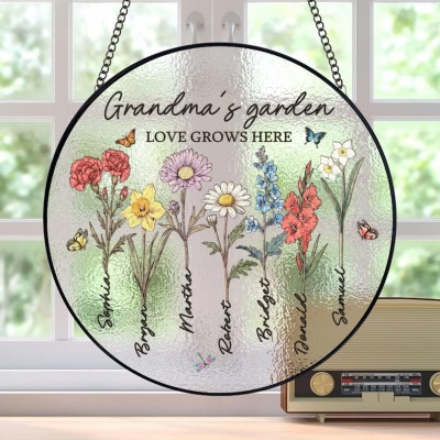 Custom Family Birth Flowers Glass Suncatcher Mother's Day Gift