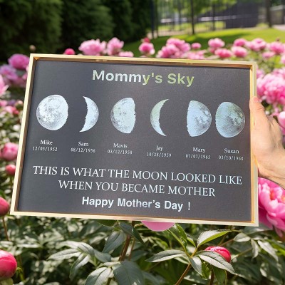Personalized Moon Phase Wood Frame Mother's Day Gift