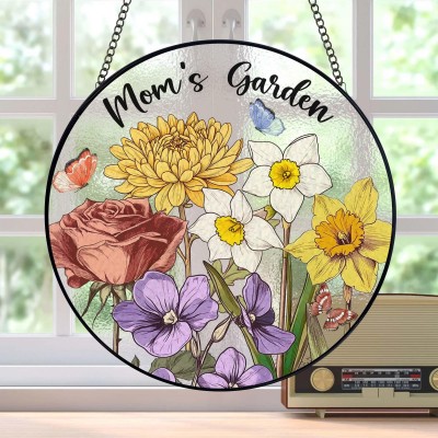 Custom Family Birth Flowers Glass Suncatcher Mother's Day Gift