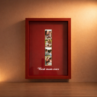 Mother"s Day Engraving Frame Custom Monochrome Picture Frame Minimalist Style Custom Photo Booth Strip Frame Off Center Opening Personalized Photo Frame Gift.