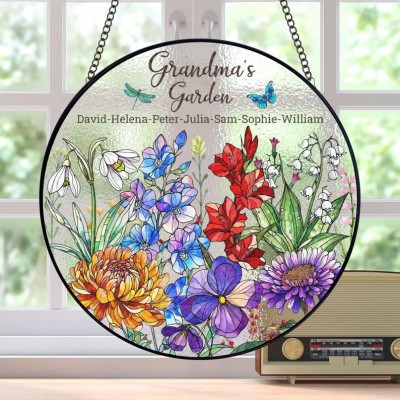 Custom Family Birth Flowers Glass Suncatcher Mother's Day Gift