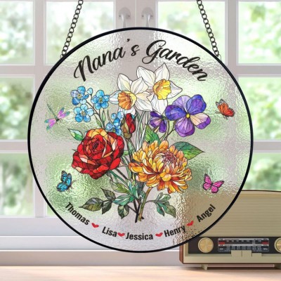 Custom Family Birth Flowers Glass Suncatcher Mother's Day Gift