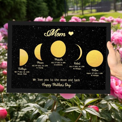 Personalized Moon Phase Wood Frame Mother's Day Gift