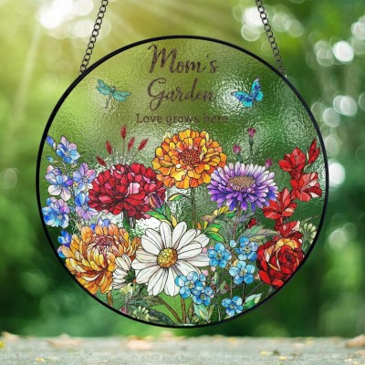 Custom Family Birth Flowers Glass Suncatcher Mother's Day Gift