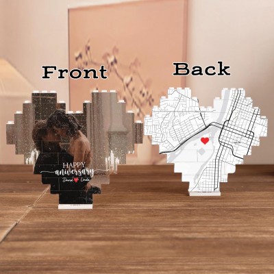 Personalized Map Print Building Brick Puzzle Valentine's Gifts For Her