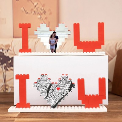Personalized Map Print Building Brick Puzzle Valentine's Gifts For Her