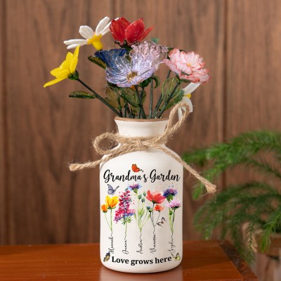 Custom Glass Birth Month Flower Gift For Mom Grandma Mother's Day Gift