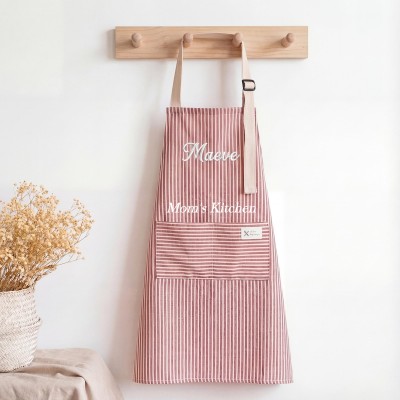 Personalized Apron Custom Striped Apron With Pockets,Best Mother's Day Gifts