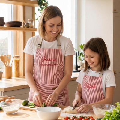 Personalized Embroidered Apron Set – Custom Family Baking Gift Mother's Day Gift
