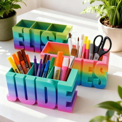 Personalized Name Desk Organizer 3D Printed Pencil Holder