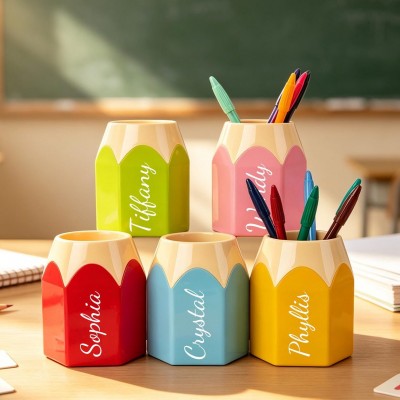 Personalized Crayon Storage Box for Kids Desk
