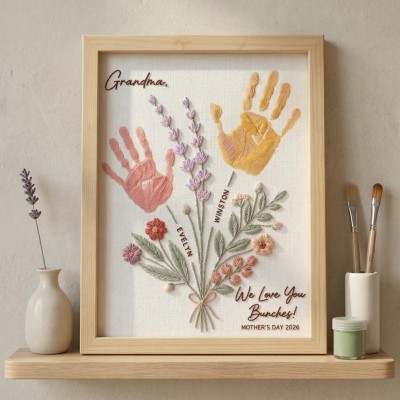 Personalized FLower Handprint Art Frame For Mom, Mother's Day Gift