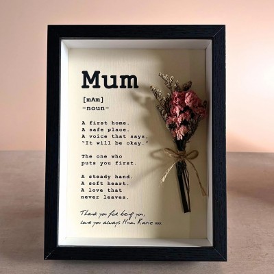 Mother"s Day Engraving Definition Frame Custom Minimalist Style Monochrome Picture Frame Mini Dry Flower Bouquet Gift For Mom