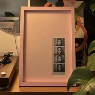 Custom Monochrome Photo Frame Minimalist Style Custom Photobooth Strip Frame Off Center Mat Opening Personalized Photo Frame Gift