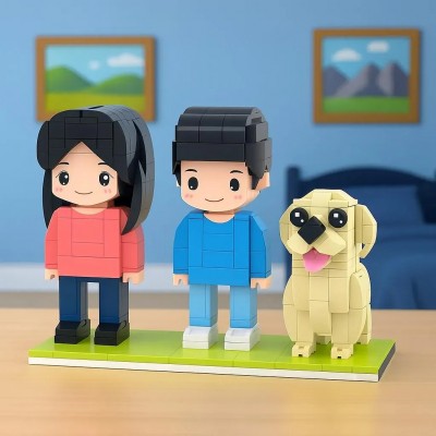 Personalized Brick Figures With Pets Best Christmas Gift For Family