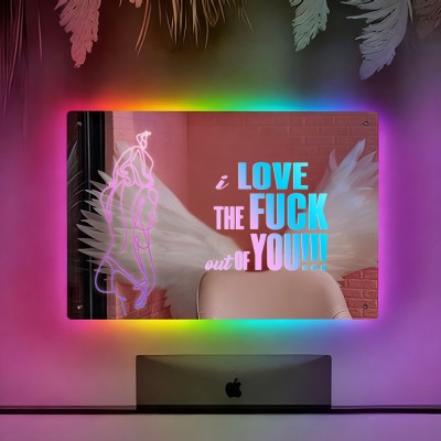 Personalized Spicy Line Art Portrait Mirror Lamp for Him/Her/You